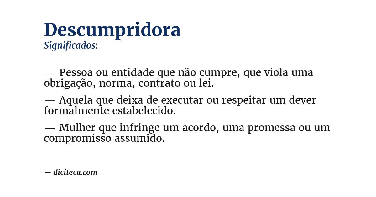 Significado de descumpridora