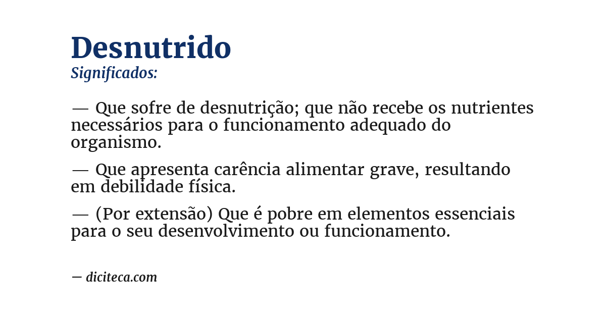 Significado de desnutrido