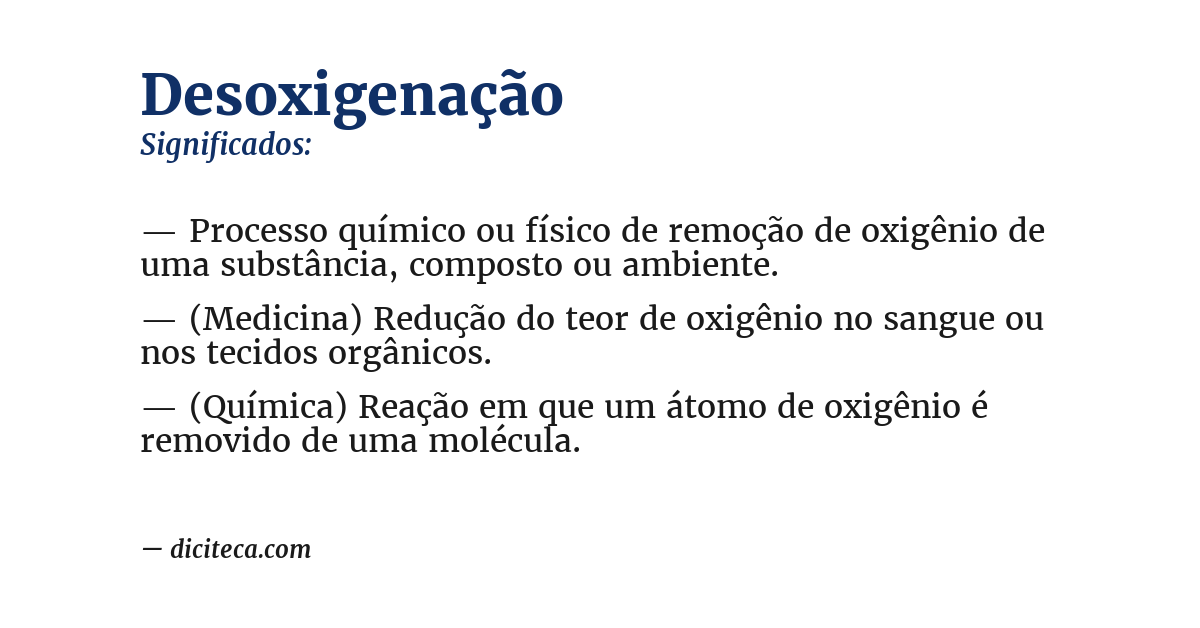 Significado de desoxigenação