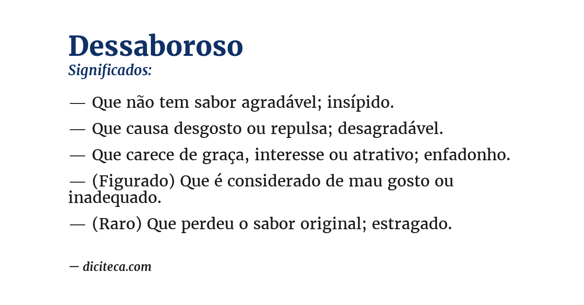Significado de dessaboroso