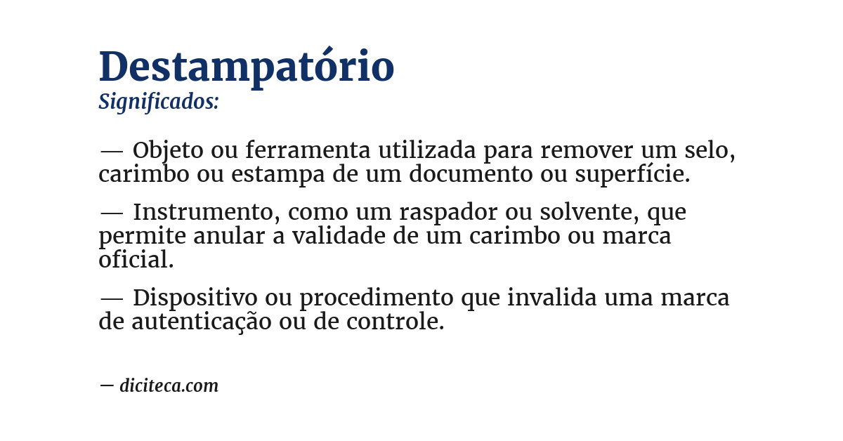 Significado de destampatório