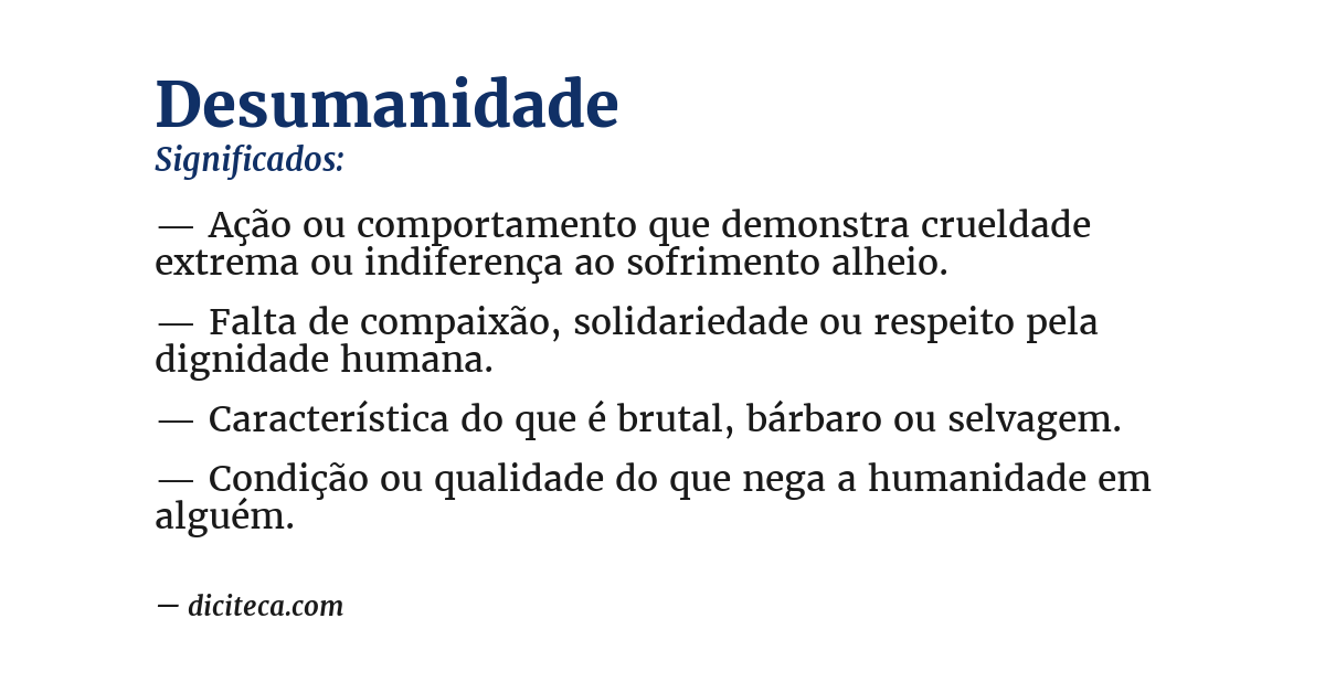 Significado de desumanidade