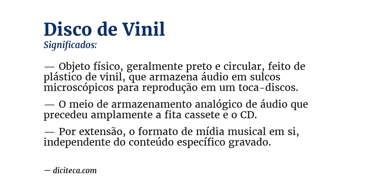 Significado de disco de vinil