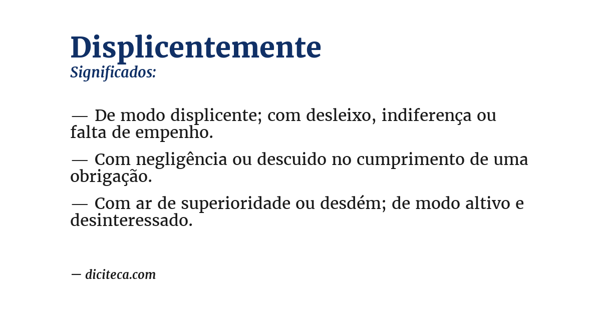 Significado de displicentemente