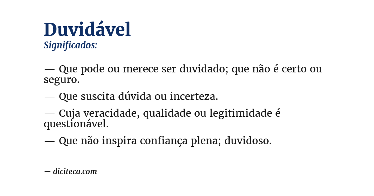 Significado de duvidável