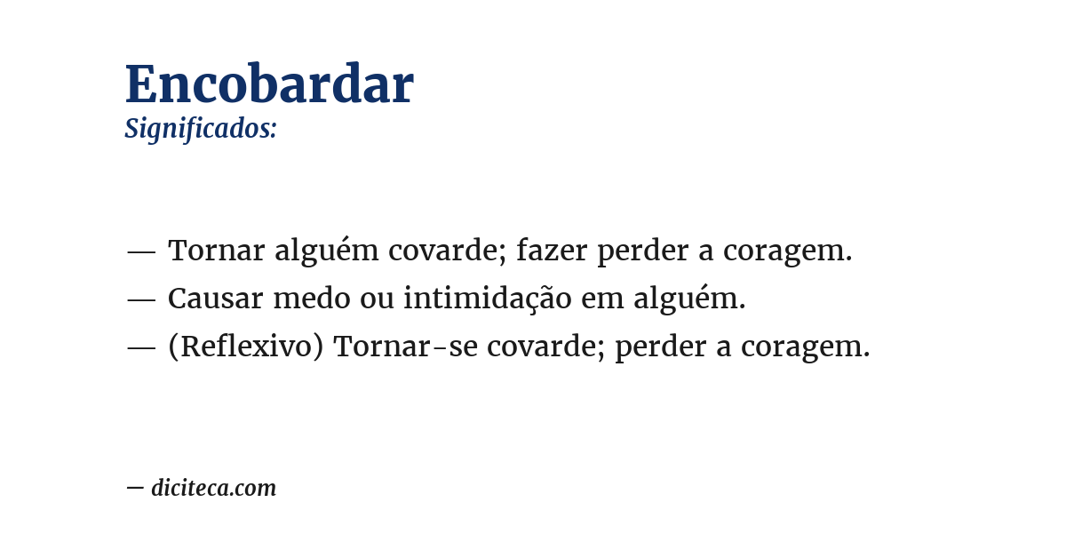 Significado de encobardar