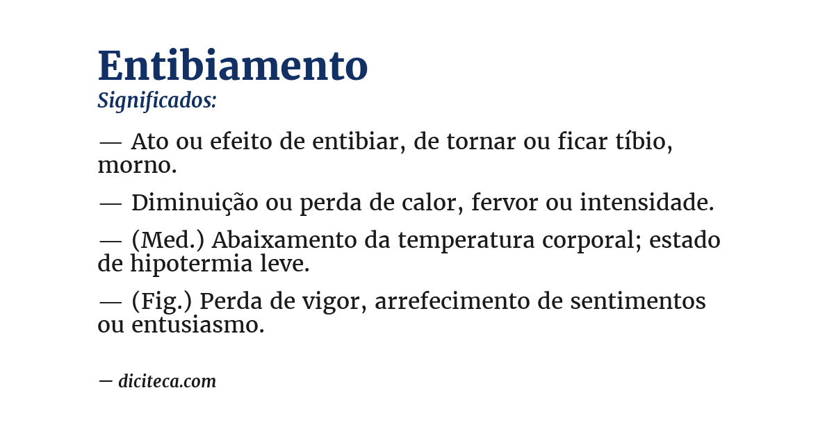 Significado de entibiamento