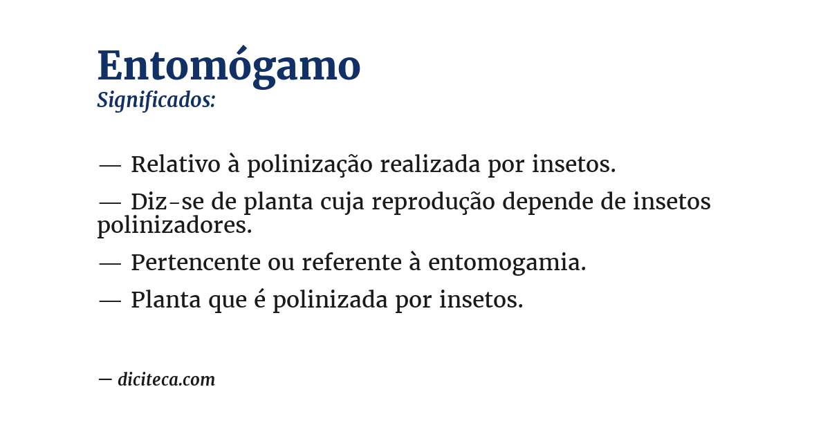 Significado de entomógamo