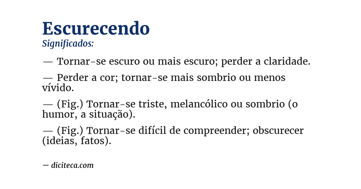 Significado de escurecendo