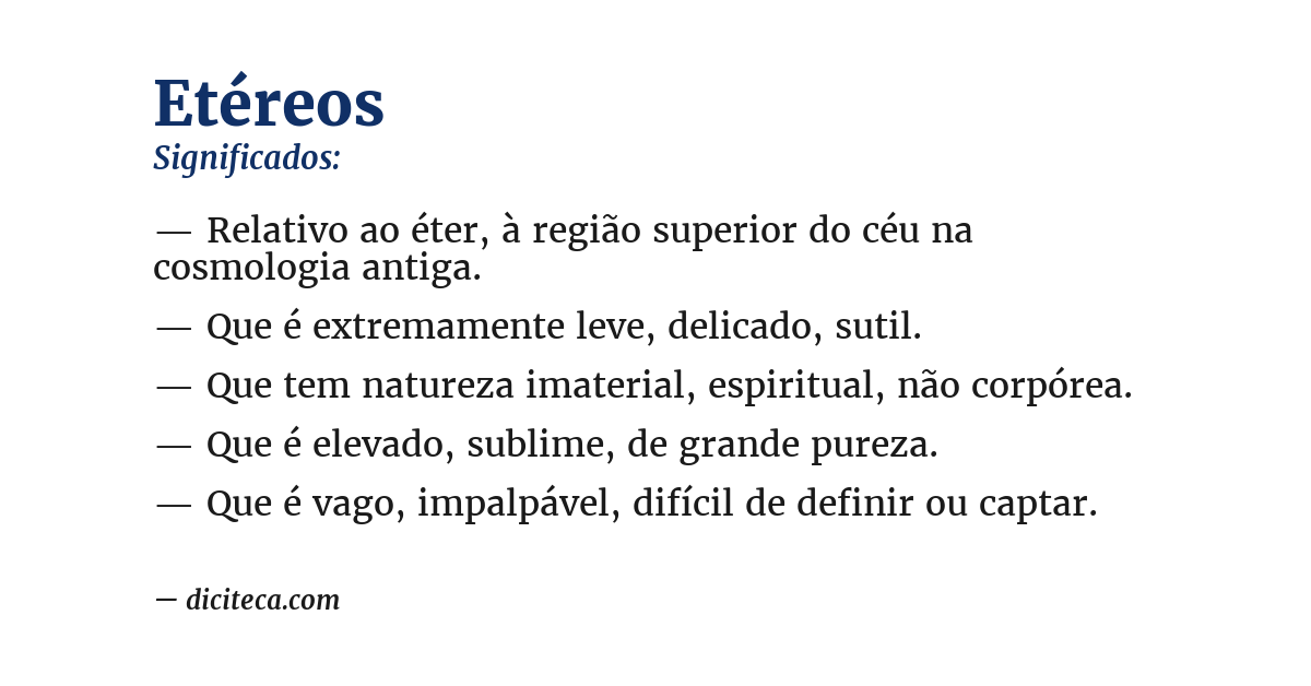 Significado de etéreos