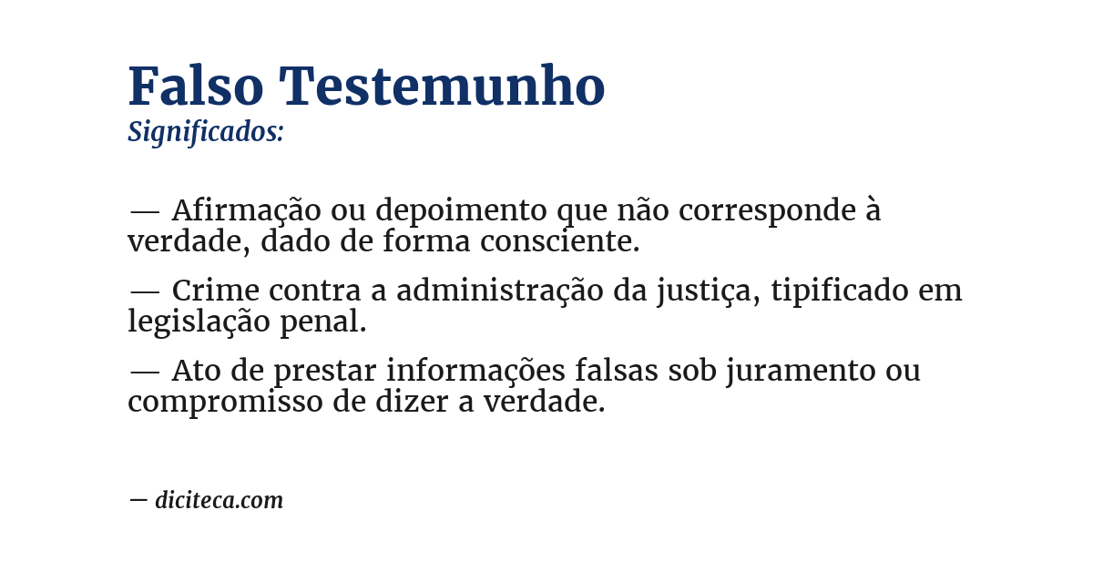 Significado de falso testemunho
