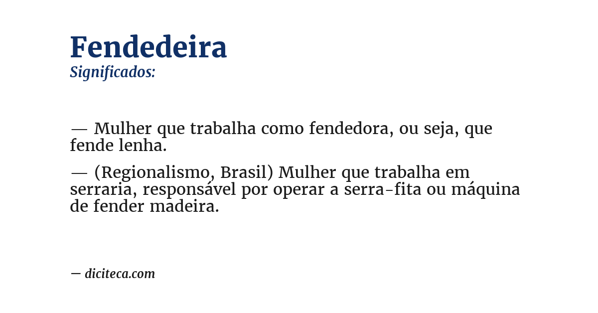 Significado de fendedeira