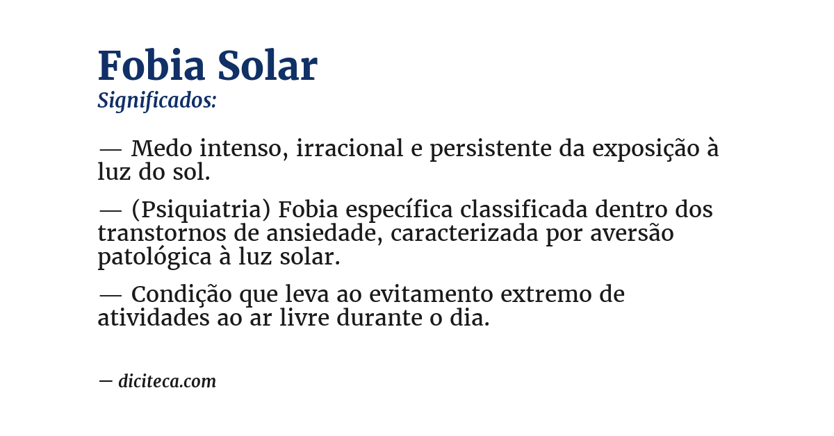 Significado de fobia solar