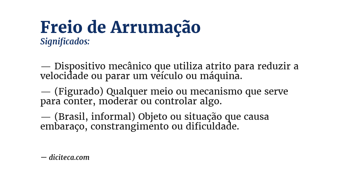 Significado de freio de arrumação