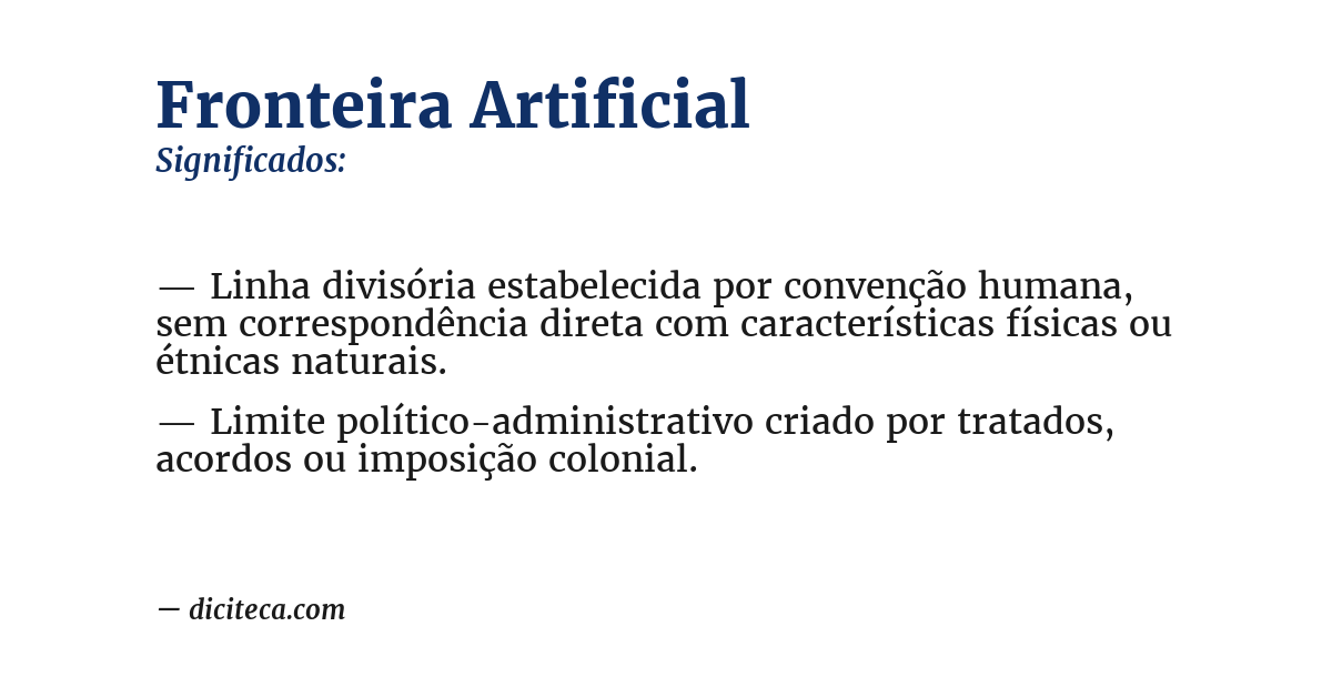 Significado de fronteira artificial