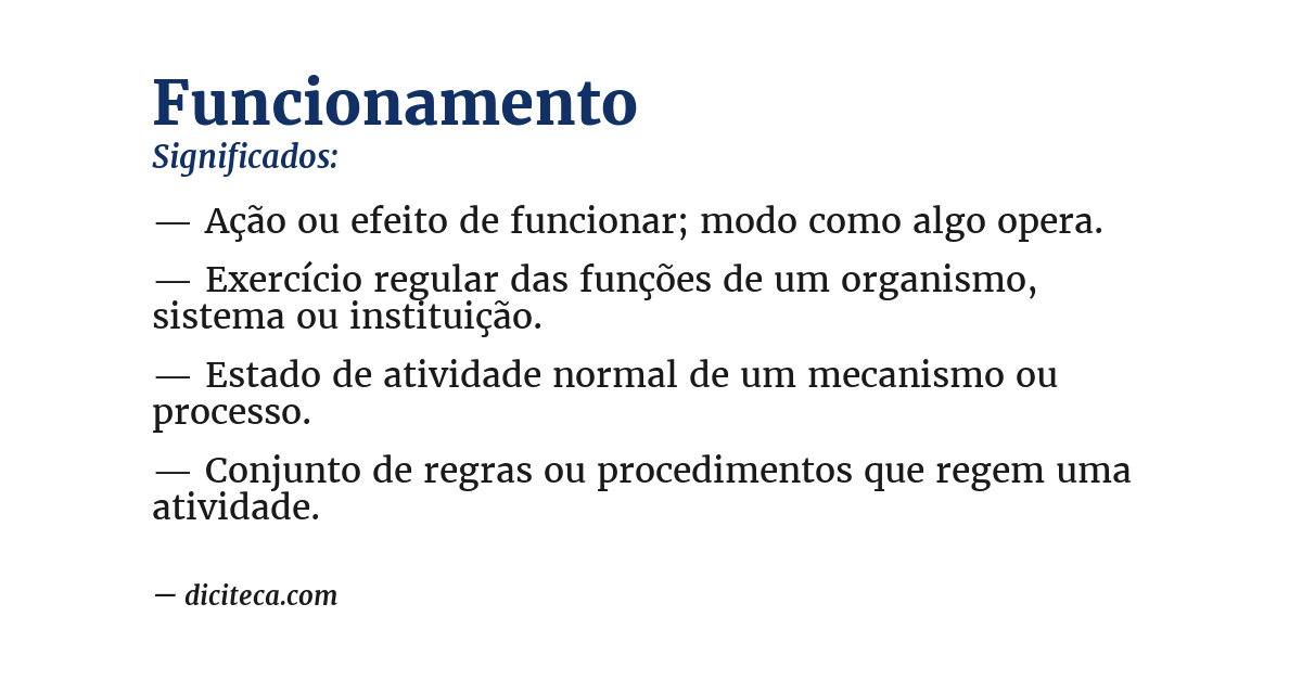 Significado de funcionamento