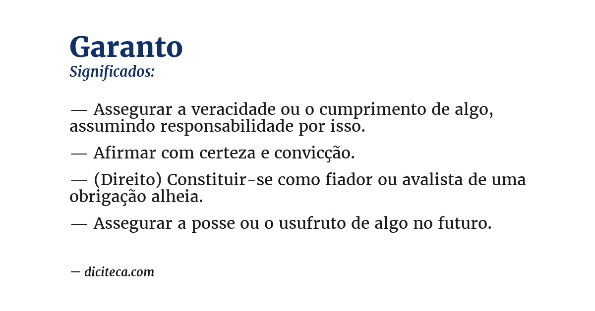 Significado de garanto