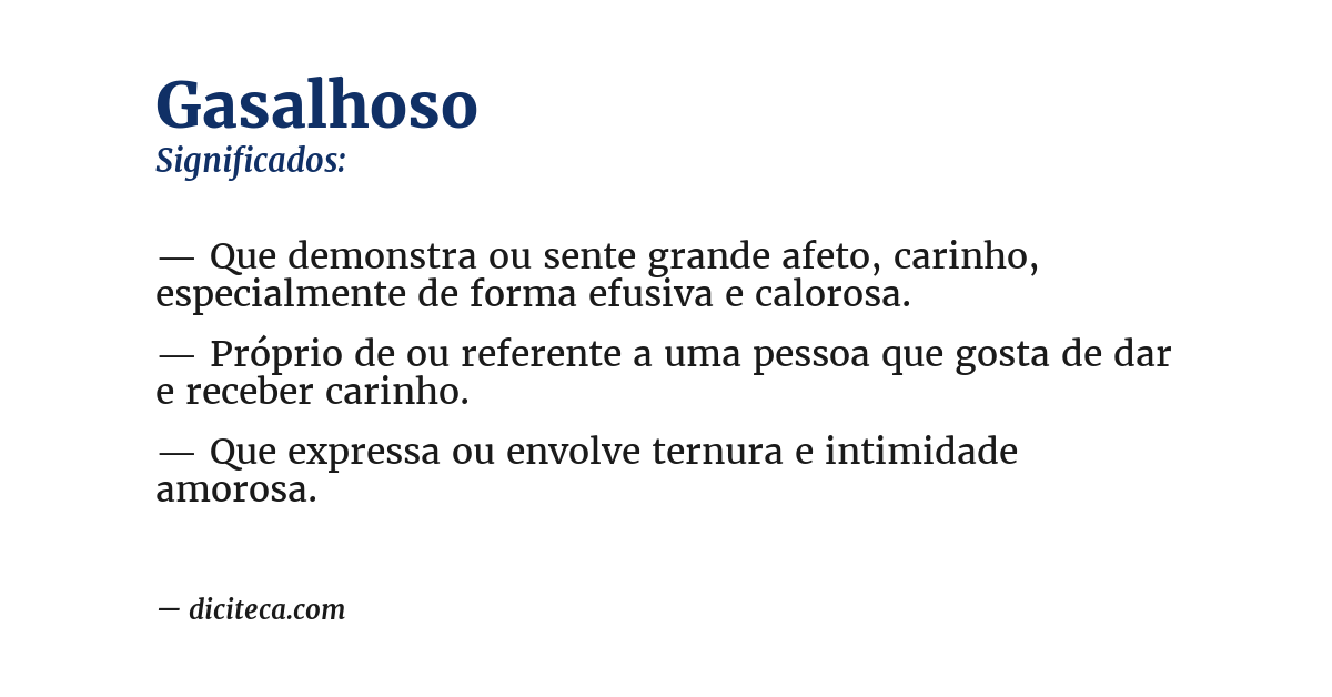 Significado de gasalhoso