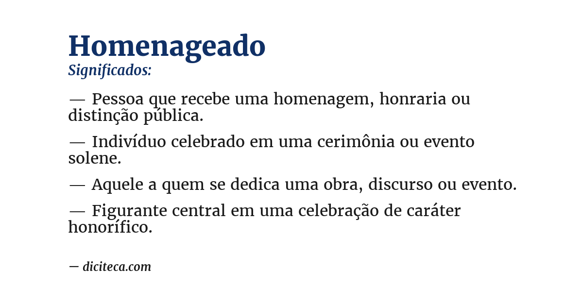 Significado de homenageado