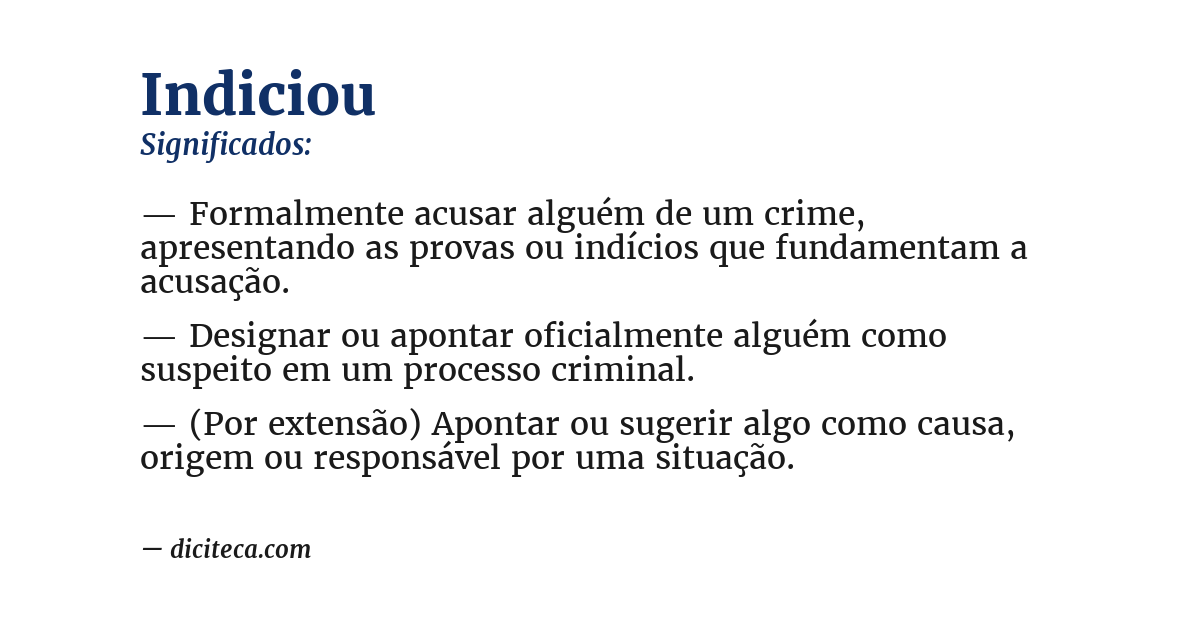 Significado de indiciou