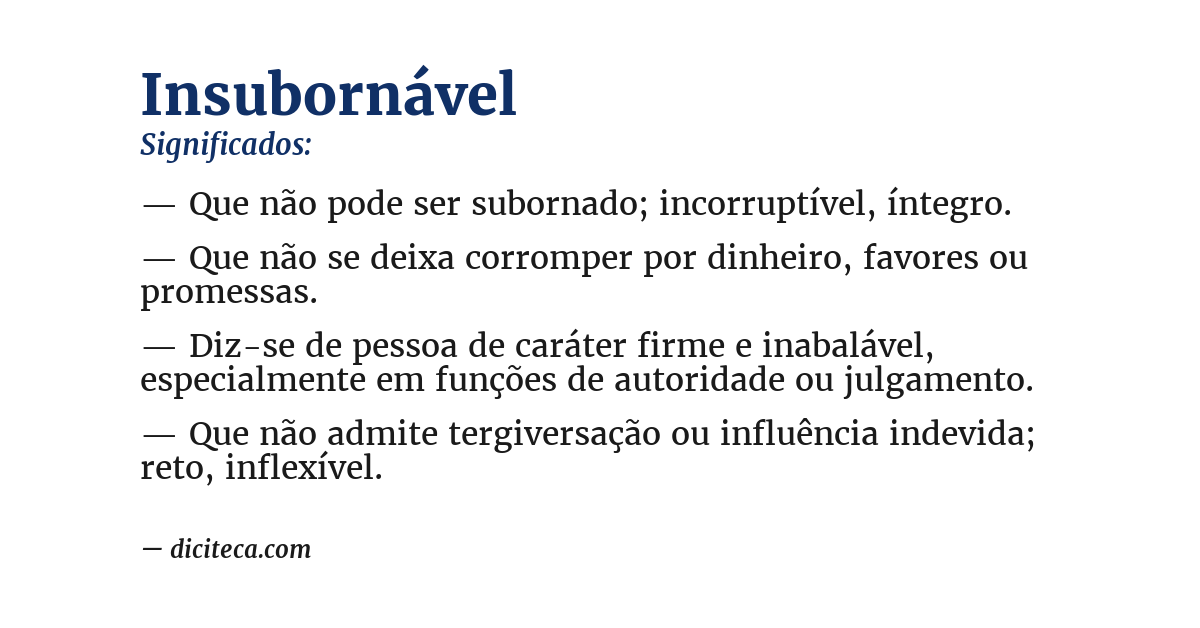 Significado de insubornável