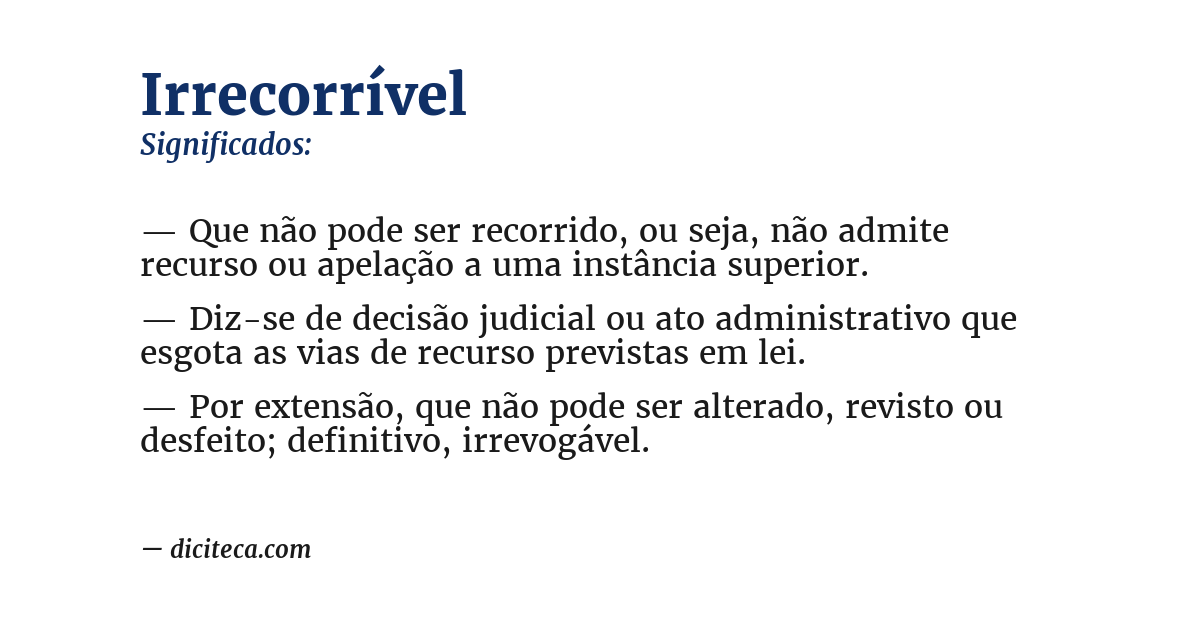 Significado de irrecorrível