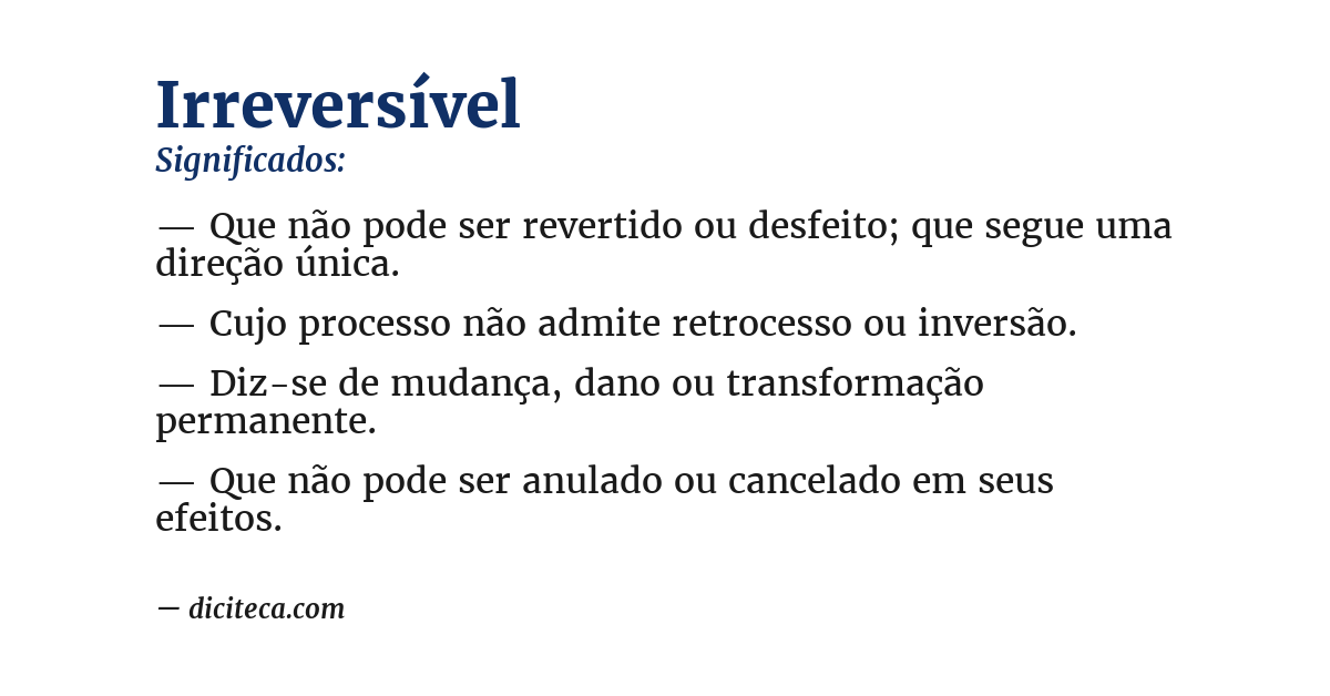 Significado de irreversível
