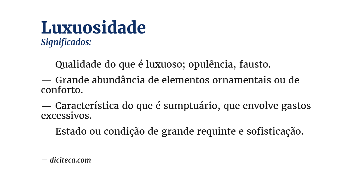 Significado de luxuosidade