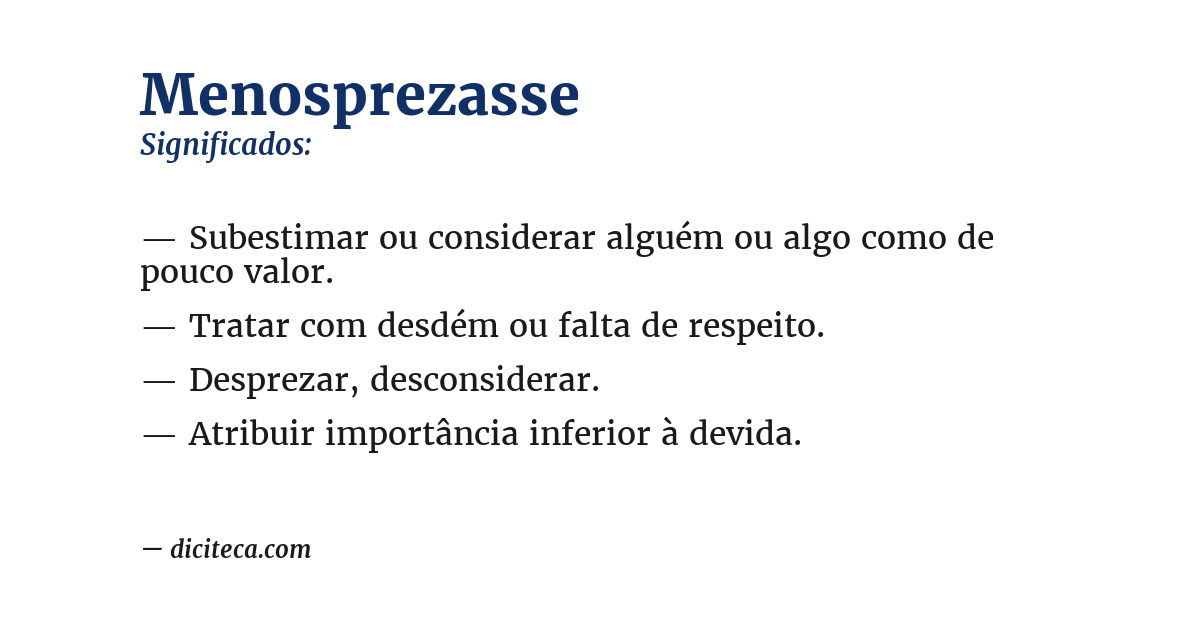 Significado de menosprezasse