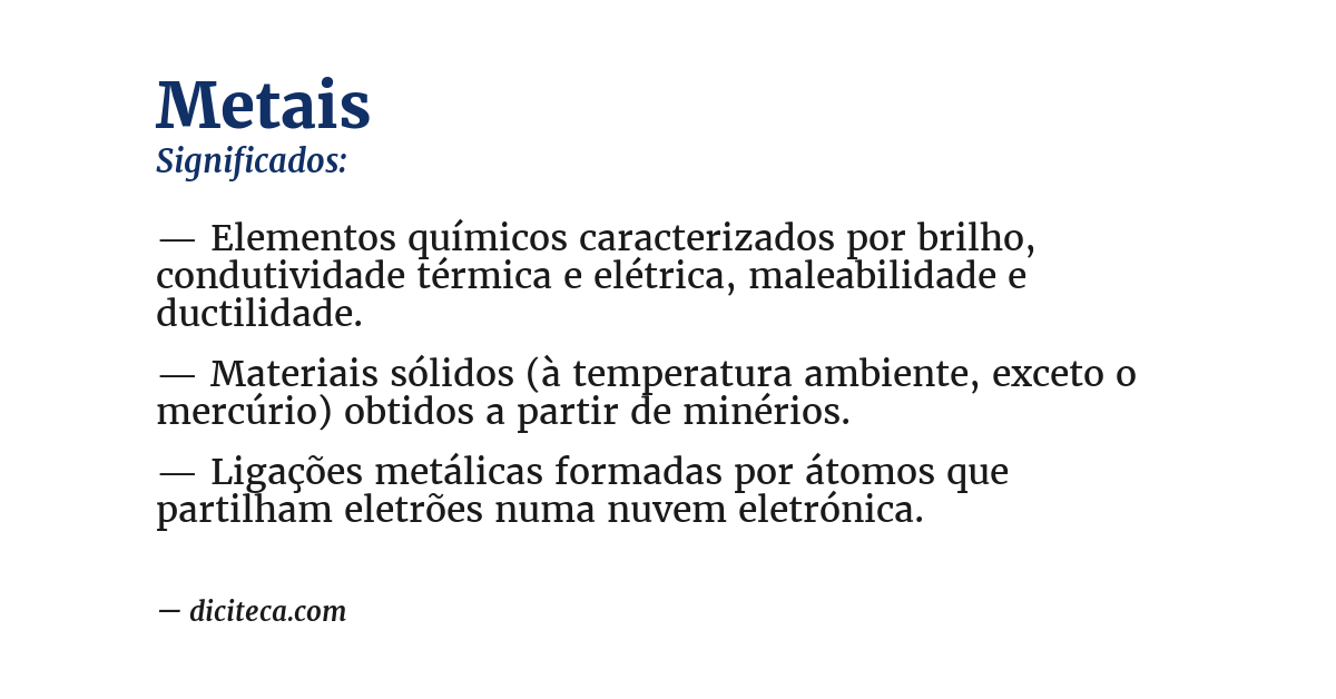 Significado de metais