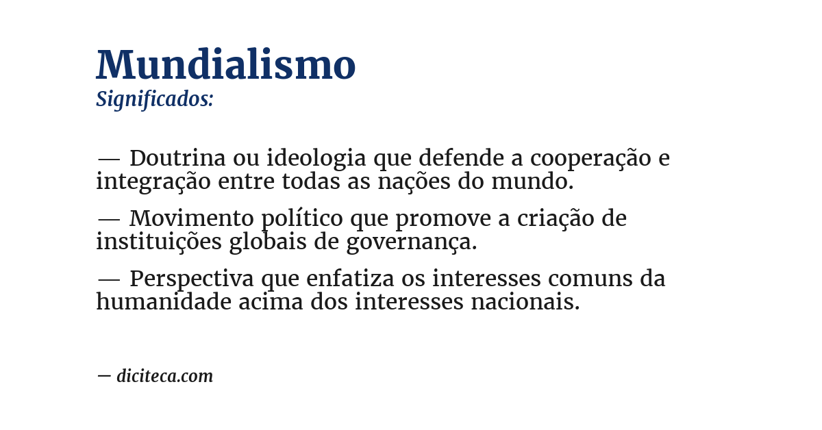Significado de mundialismo