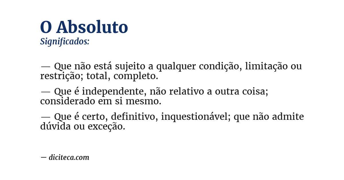 Significado de o absoluto