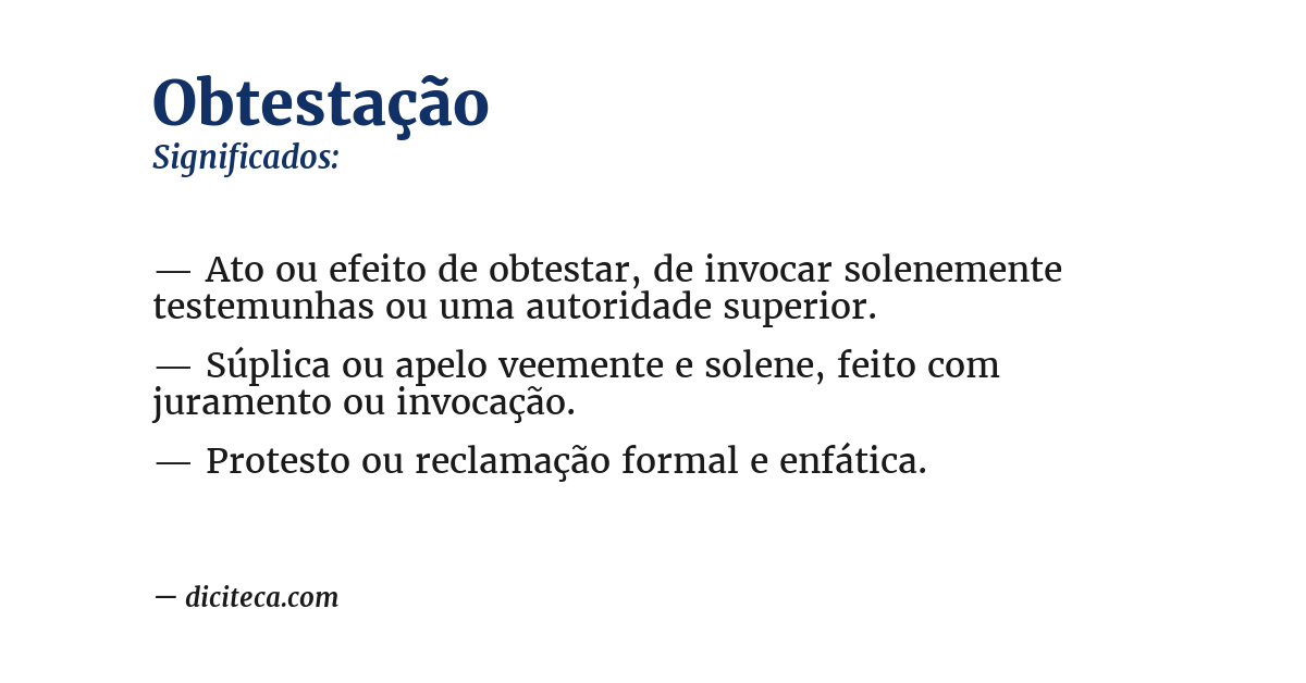 Significado de obtestação