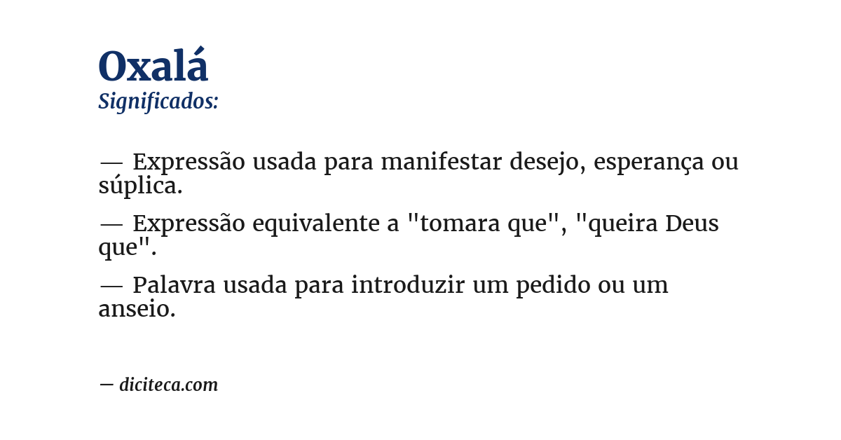 Significado de oxalá