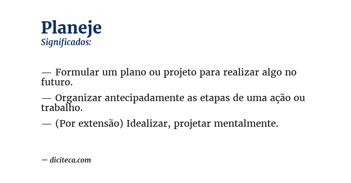 Significado de planeje
