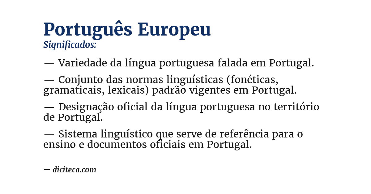 Significado de português europeu