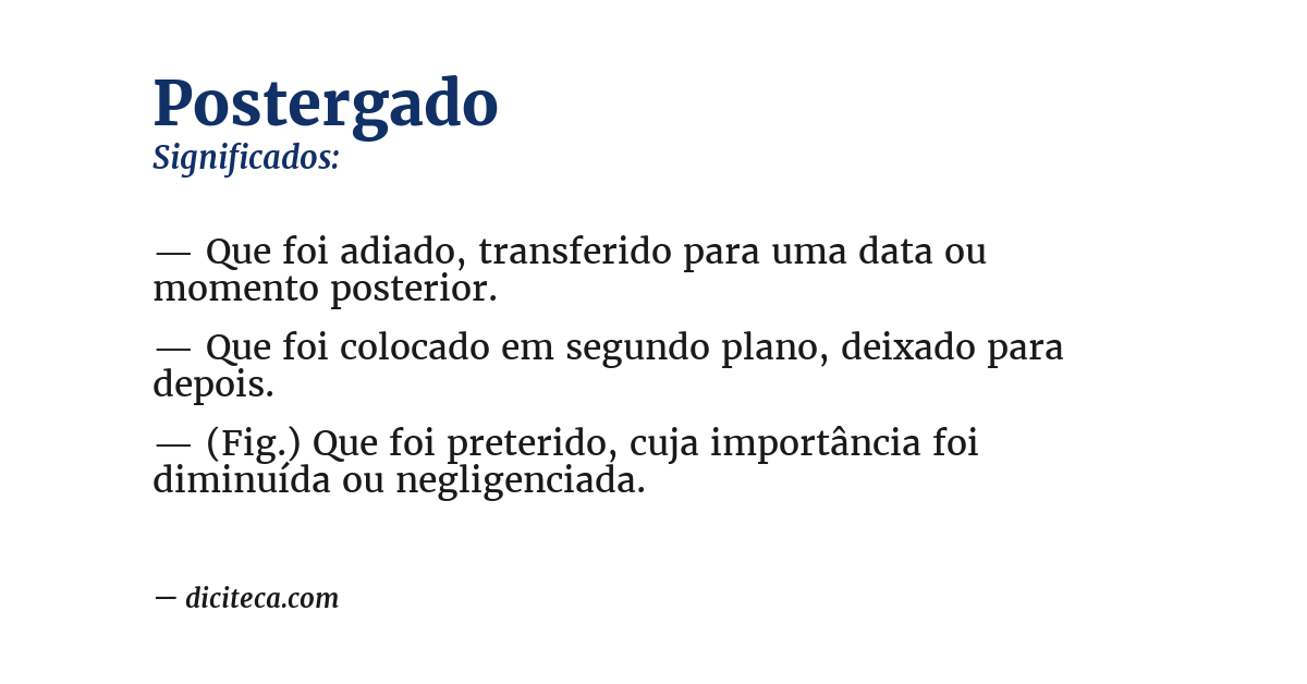 Significado de postergado