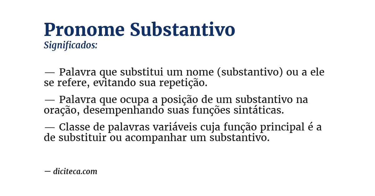 Significado de pronome substantivo