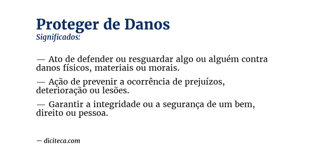 Significado de proteger de danos