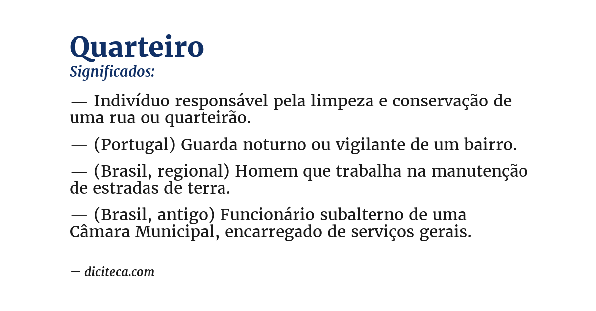 Significado de quarteiro