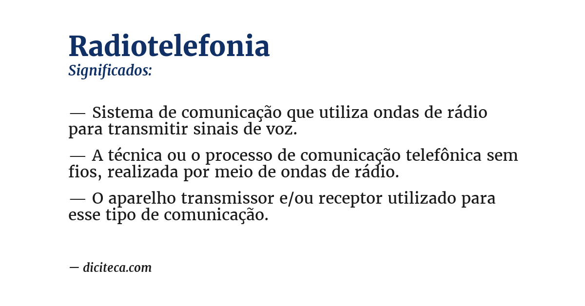 Significado de radiotelefonia