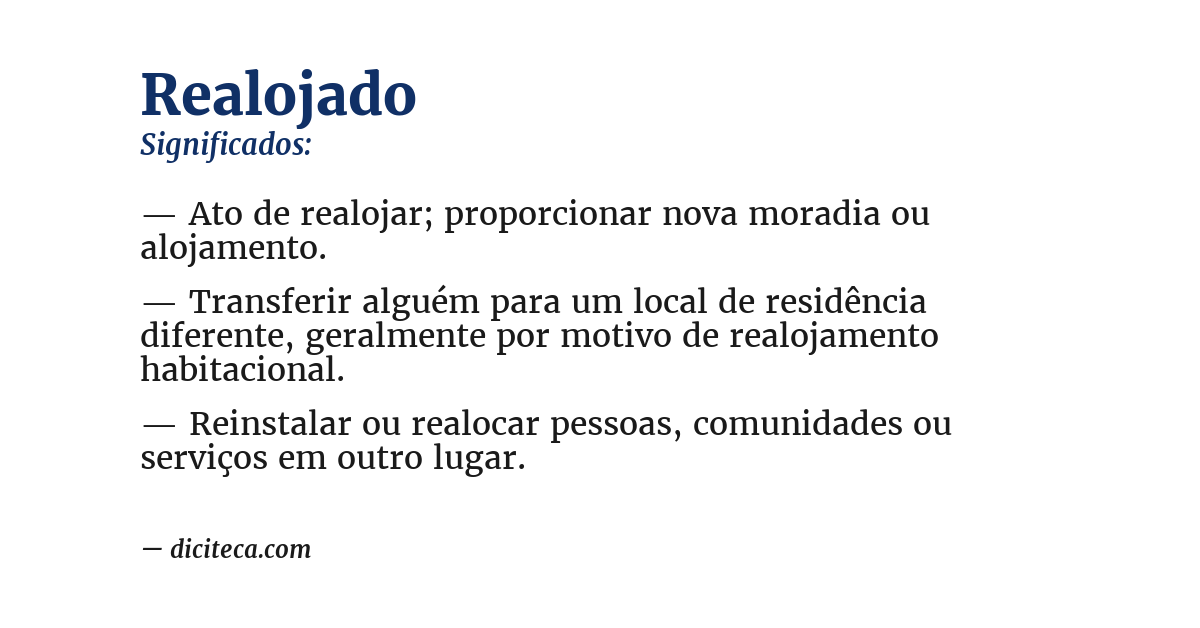 Significado de realojado