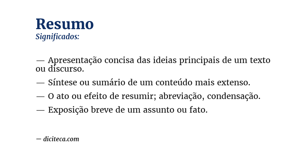 Significado de resumo