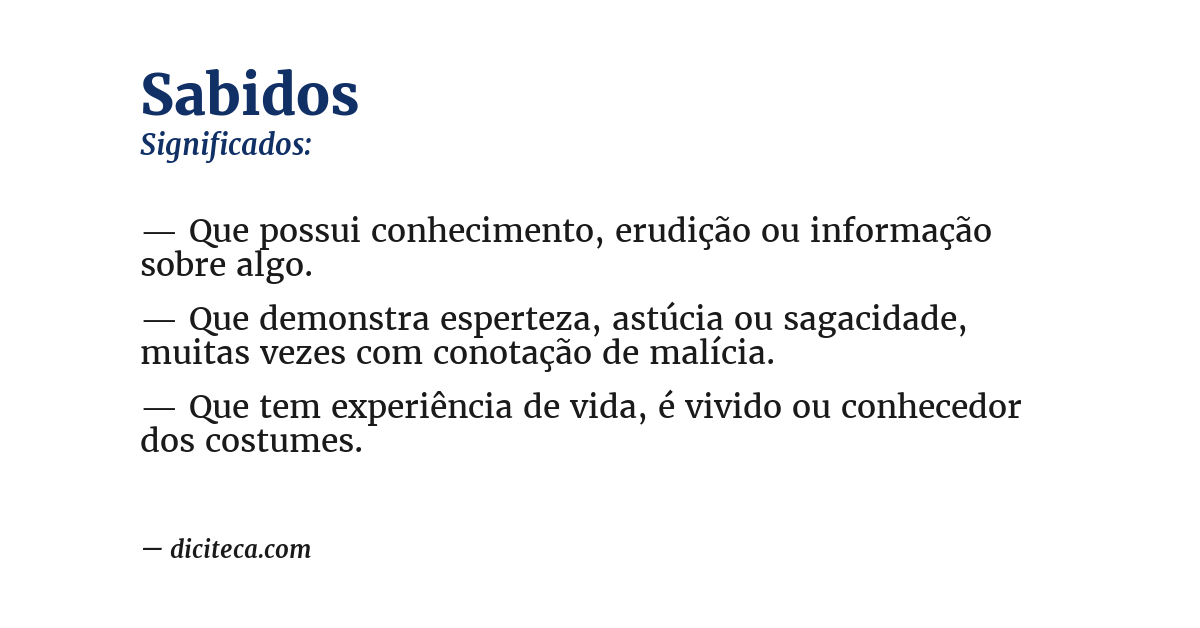 Significado de sabidos