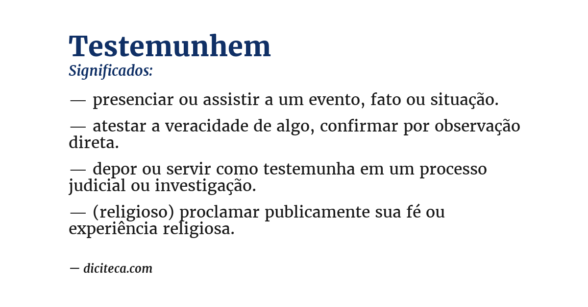 Significado de testemunhem