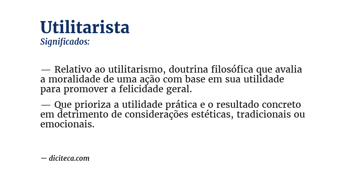 Significado de utilitarista