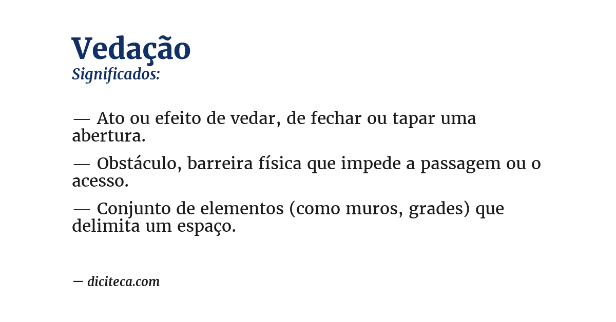 Significado de vedação