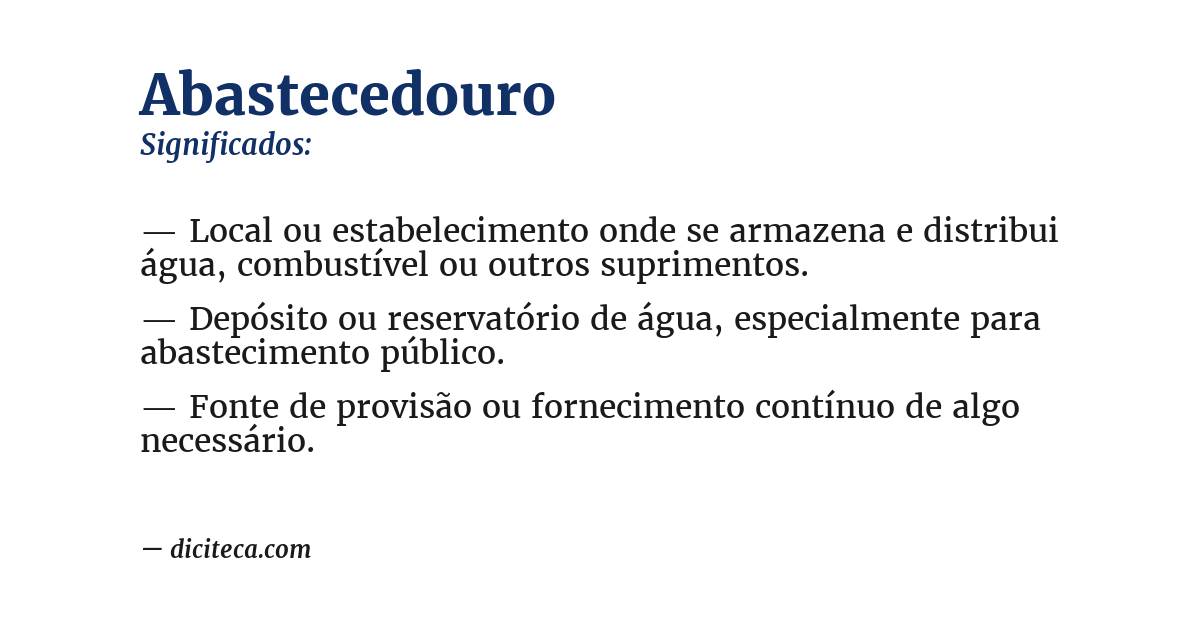 Significado de abastecedouro