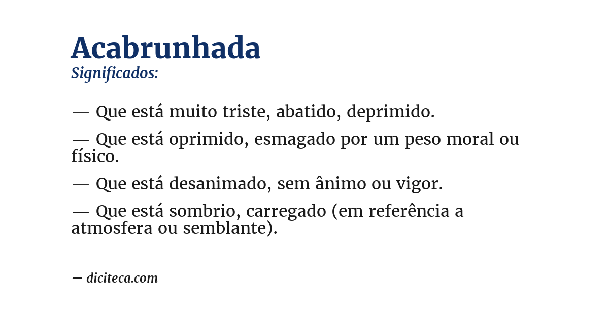 Significado de acabrunhada