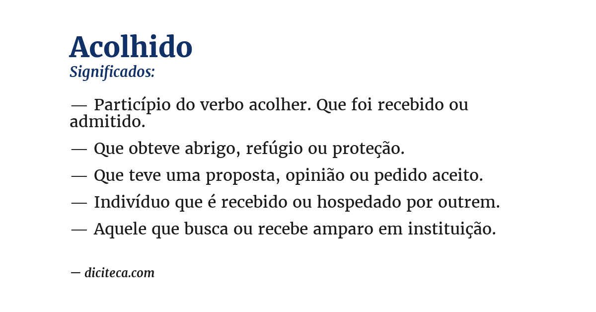 Significado de acolhido